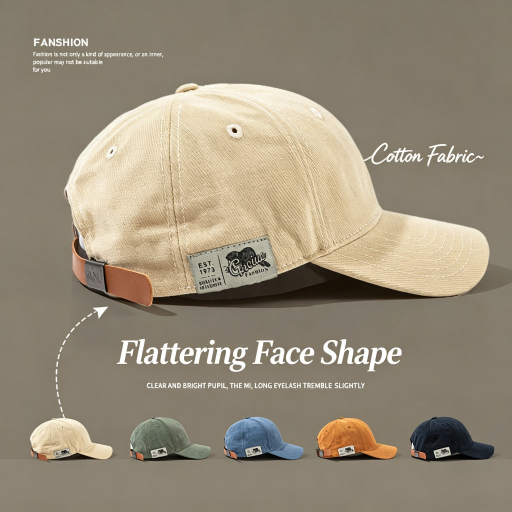 Vintage Cotton Baseball Cap for Men Women, Soft Unstructured Dad Hat, Casual Plain Curved Brim Cap with Adjustable Strap